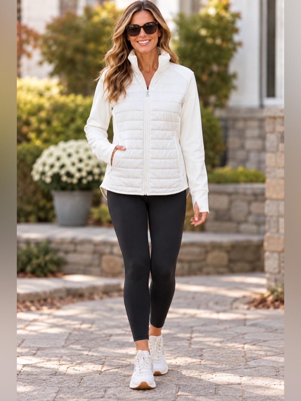 Layer 8 Women’s M Winter White Hooded Athletic Subzero Quilt Mix Jacket NWT